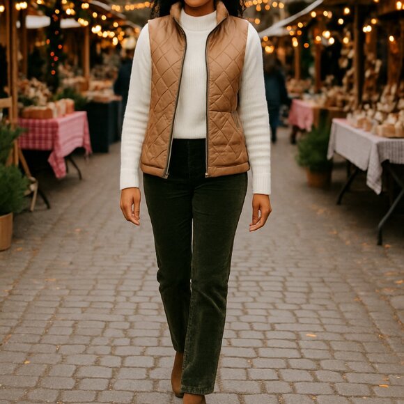 St. John's Bay Corduroy Pants Olive Green Straight Leg Women's 12 Cozy Classic - Picture 2 of 15